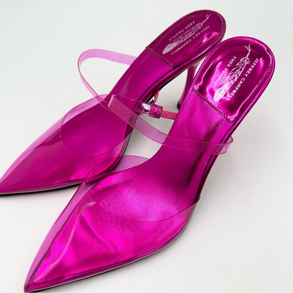 Jeffrey Campbell x Free People Mika Vinyl Heels in Fuchsia - Picture 4 of 10